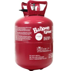 Helium canister for inflating foil balloons from Cosmos Party Supplies